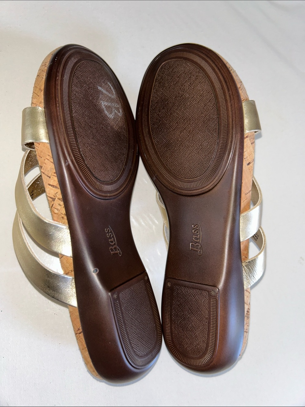 NWOB Bass Metallic Gold Crisscross Slide Sandals - Picture 5 of 7